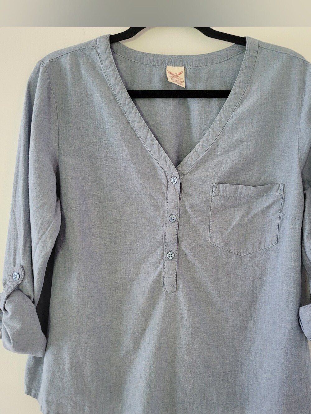 Faded Glory Women Denim Blouse Size L (12-14)